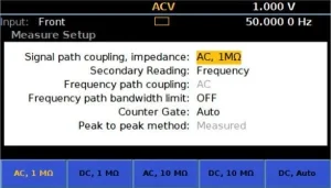 Fluke Calibration 8588A AC voltage measurement settings